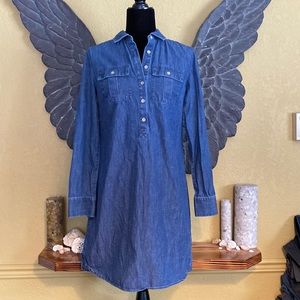 Tommy Hilfiger Denim Jean Dress With Cuff Sleeves